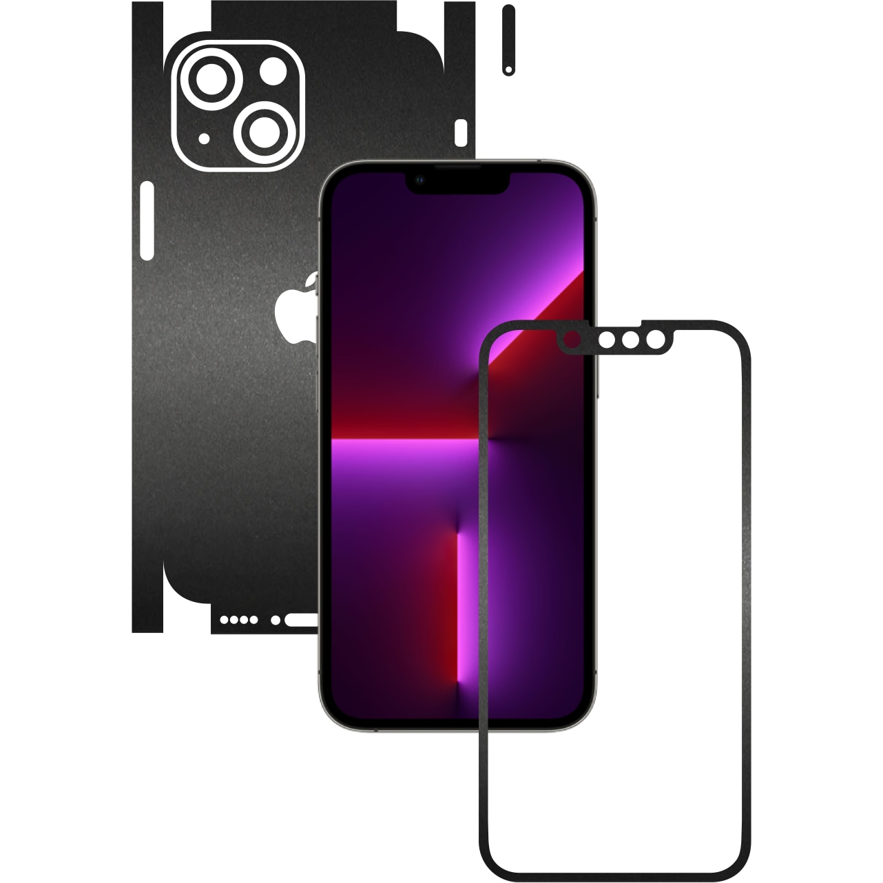 Folie Protectie Carbon Skinz pentru Apple iPhone 13 Mini - Negru Mat 360 Cut, Skin Adeziv Full Body Cover pentru Rama Ecran, Carcasa Spate si Laterale