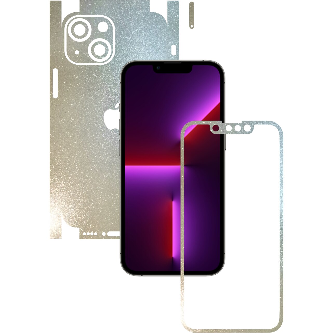 Folie Protectie Carbon Skinz pentru Apple iPhone 13 - Crystal White Sidef 360 Cut, Skin Adeziv Full Body Cover pentru Rama Ecran, Carcasa Spate si Laterale