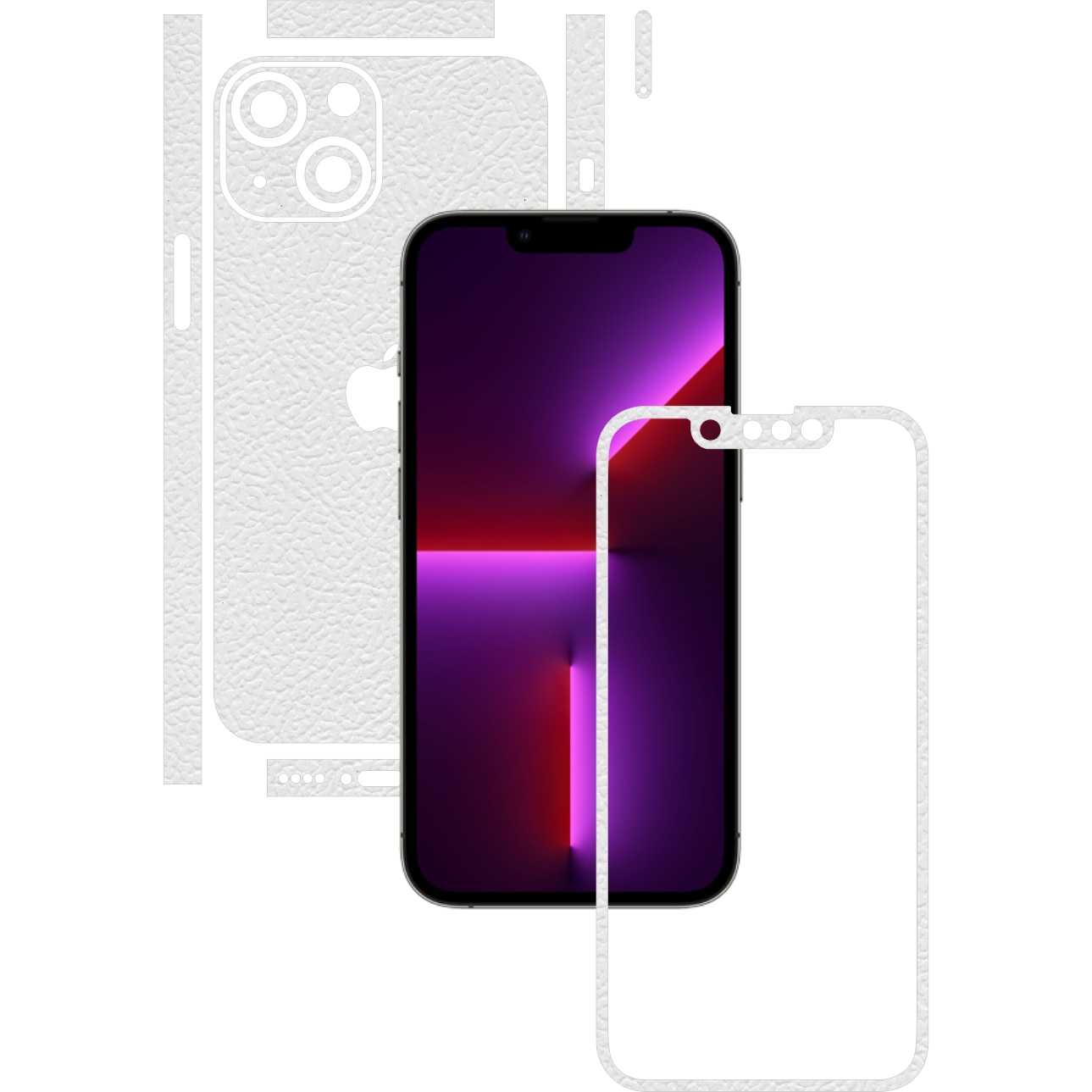 Folie Protectie Carbon Skinz pentru Apple iPhone 13 - Piele Alba Split Cut, Skin Adeziv Full Body Cover pentru Rama Ecran, Carcasa Spate si Laterale