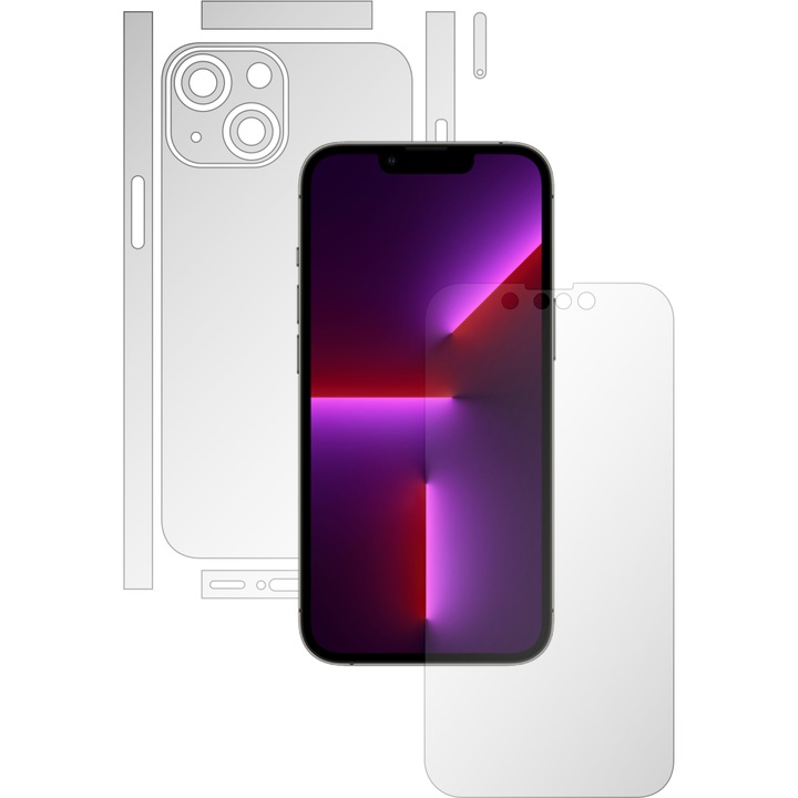 Full Body Invisible Skinz HD Fólia Apple iPhone 13 telefonhoz – Ultra-tiszta szilikon védelem osztott vágással a képernyőhöz, hát- és oldalburkolatok, átlátszó tapadó bőr
