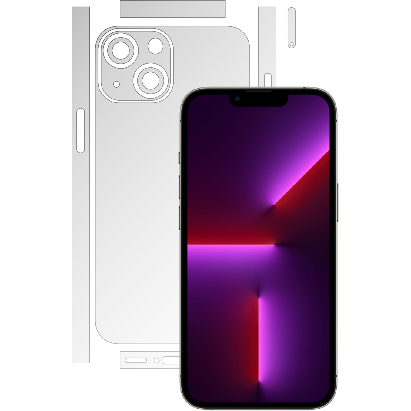 Folie Protectie Spate Invisible Skinz Matte pentru Apple iPhone 13 - Siliconica Mata Anti-Amprenta, Anti-Reflex,cu taiere Split Cut pentru Carcasa Spate si Laterale, Skin Adeziv Transparent