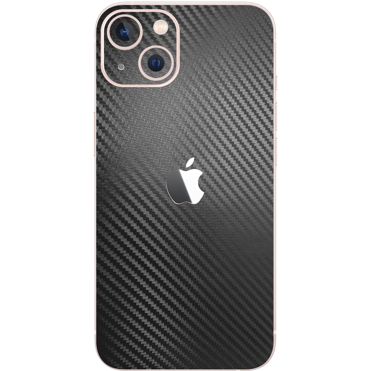 Folie Protectie Carbon Skinz pentru Apple iPhone 13 Mini - Carbon Negru Simple Cut, Skin Adeziv Full Body Cover pentru Carcasa Spate