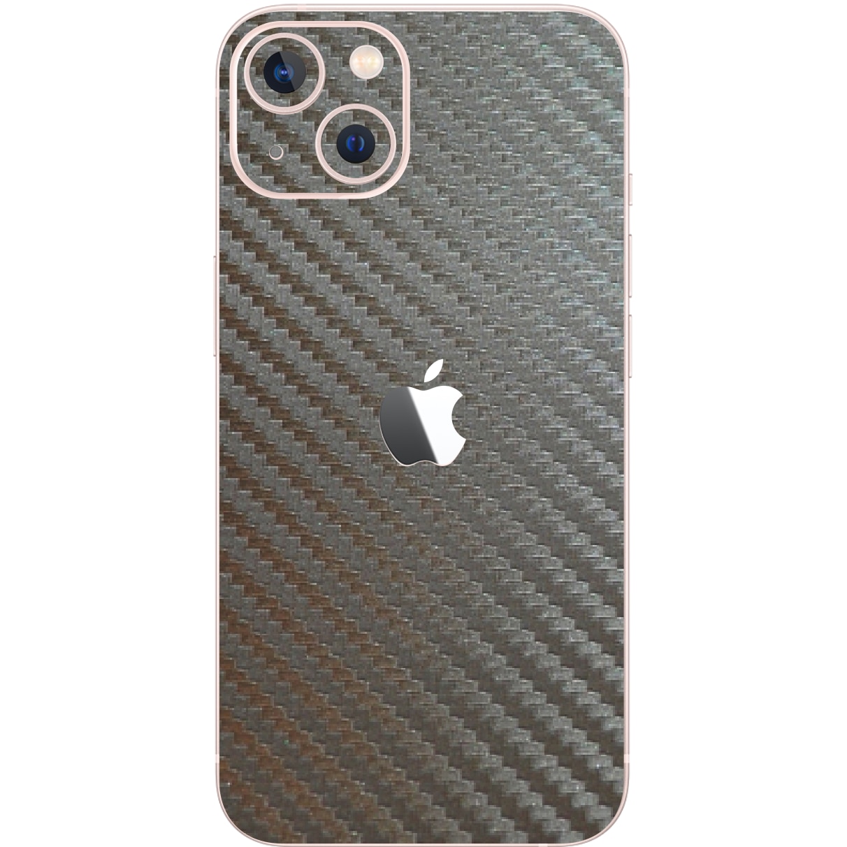 Folie Protectie Carbon Skinz pentru Apple iPhone 13 Mini - Carbon Gri Argintiu Simple Cut, Skin Adeziv Full Body Cover pentru Carcasa Spate