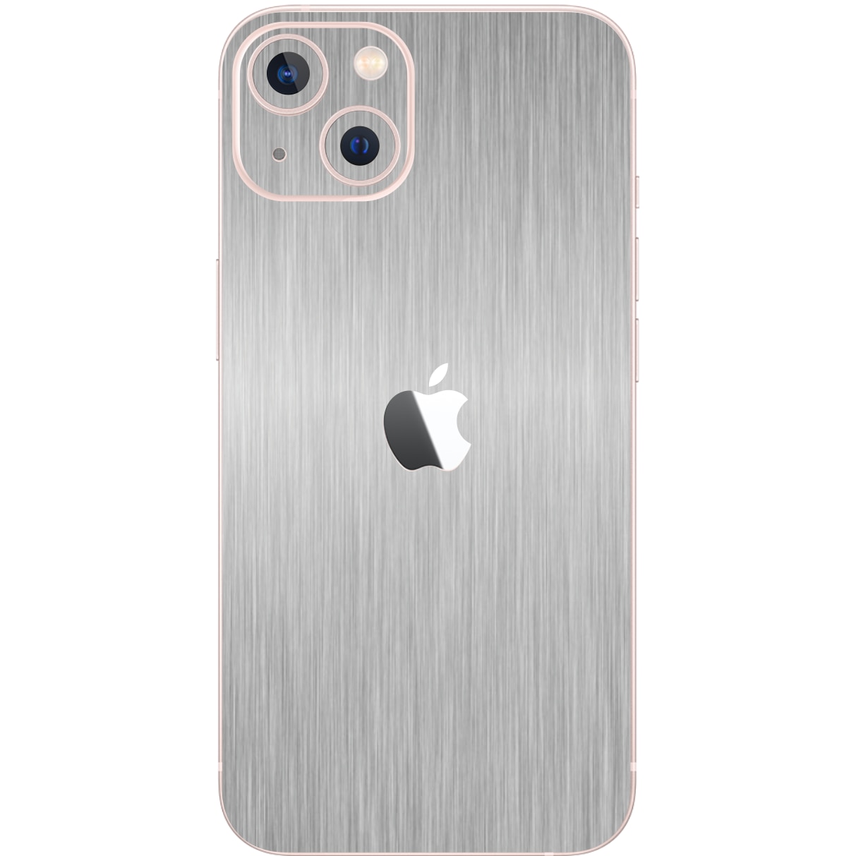 Folie Protectie Carbon Skinz pentru Apple iPhone 13 Mini - Brushed Argintiu Simple Cut, Skin Adeziv Full Body Cover pentru Carcasa Spate