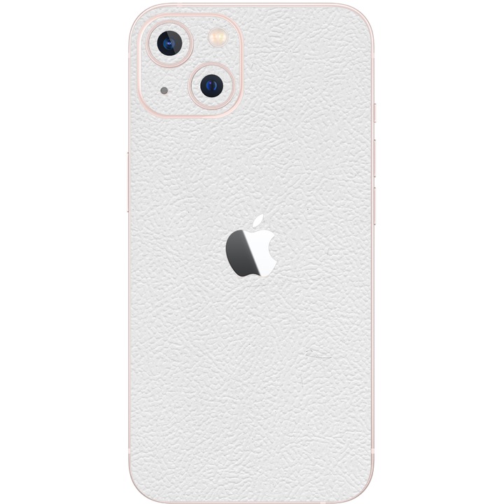 Folie Protectie Carbon Skinz pentru Apple iPhone 13 Mini - Piele Alba Simple Cut, Skin Adeziv Full Body Cover pentru Carcasa Spate