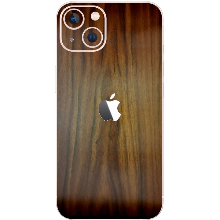 Протектор Carbon Skinz за Apple iPhone 13, изрязано орехово дърво, залепващо покритие за целия корпус за задната част на кутията