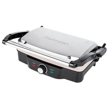 Grill, 1600W, placi marmorate 28 x 17cm, termostat reglabil, 2 niveluri de reglare a inaltimii placii superioare si posibilitate deschidere la 180°, Rohnson R2112 Grill, 1600W, placi marmorate 28 x 17cm, termostat reglabil, 2 niveluri de reglare a inaltimii placii superioare si posibilitate deschidere la 180°, Rohnson R2112