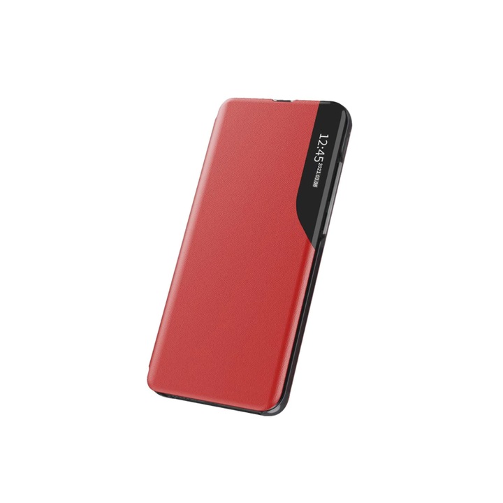 Кожен капак Flip Cover, съвместим със Samsung Galaxy A32 4G/LTE, S-View, Smart Stand, Червен