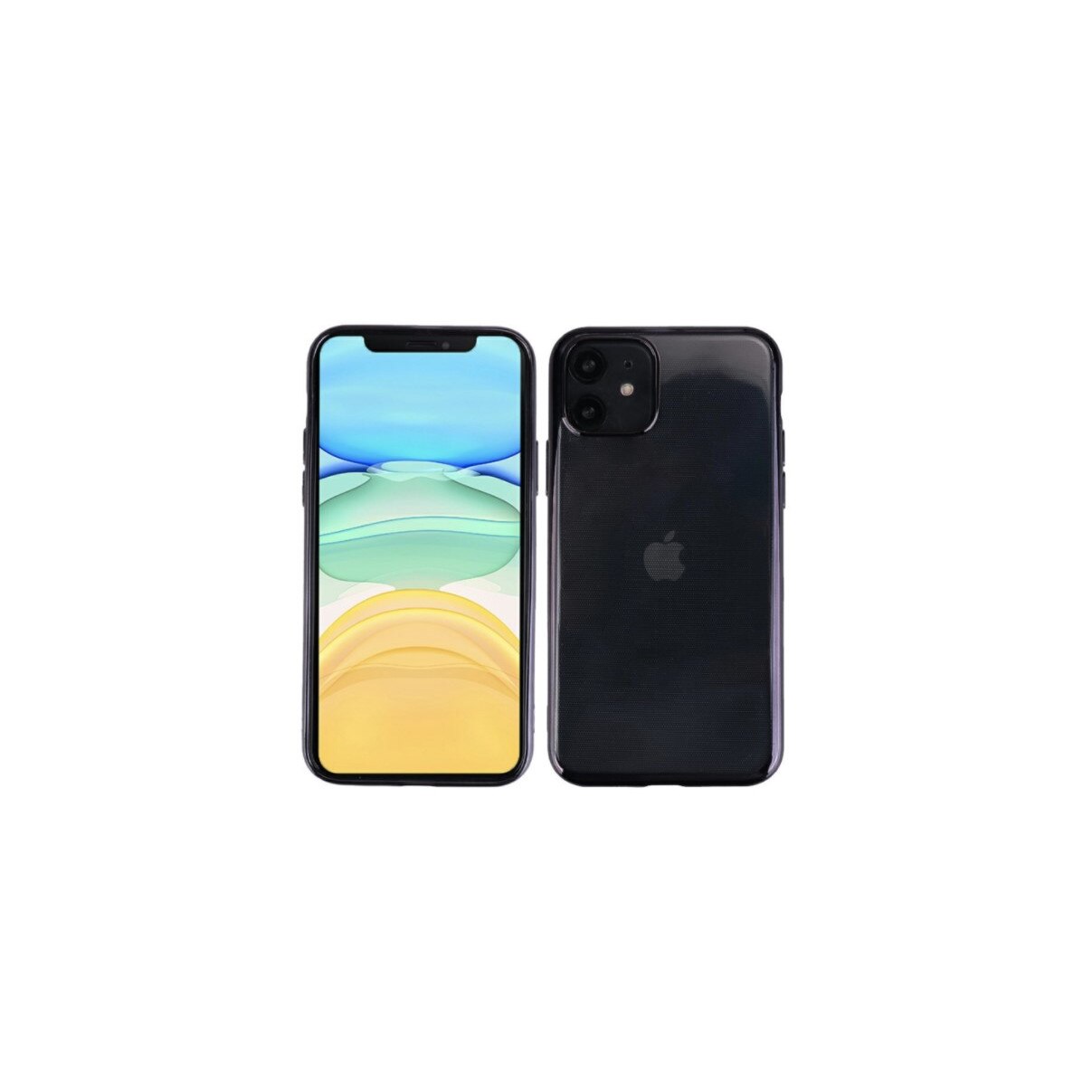 Husa pentru iPhone 11, silicon cu spatele transparent si rama negra