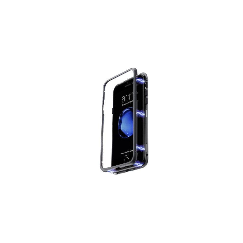 Husa/Carcasa magnetica pentru iPhone 6Plus/6S Plus, Negru/Transparent