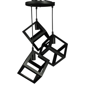 Lustra Pendul RFAN, Model 2182, E27, 3 Brate Patrate, Inaltime Reglabila, Metal, Negru Lustra Pendul RFAN, Model 2182, E27, 3 Brate Patrate, Inaltime Reglabila, Metal, Negru