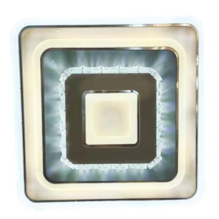 Lustra led moderna mijloc cristal Ultra Slim schelet alb 8122 Diametru 20.5 cm