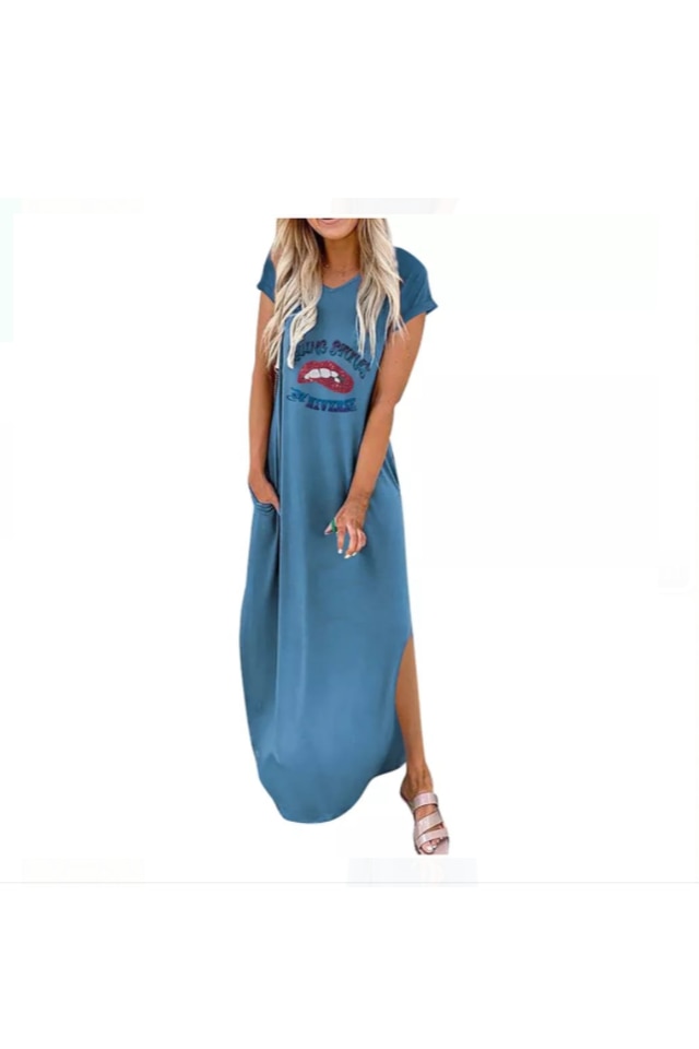 Rochie Dama Lunga Tcuing Gtunugs Albastru XL