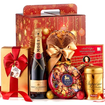 Cutie Cadou Champagne Treasures cu Sampanie, Panettone, Praline, Cafea, Ceai, Bomboane Cutie Cadou Champagne Treasures cu Sampanie, Panettone, Praline, Cafea, Ceai, Bomboane