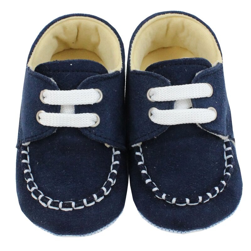 Papucei bebe, material textil, cu siret, bluemarin