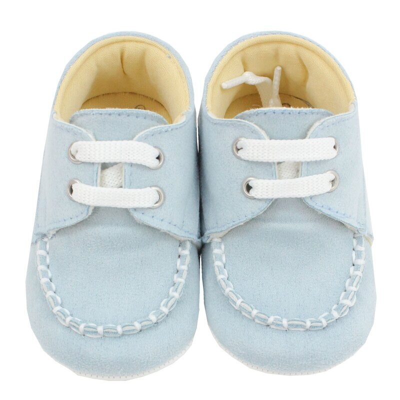 Papucei bebe, material textil, cu siret, albastru deschis