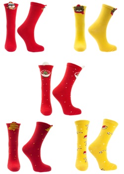 Set unisex, 5 sosete fara cusatura, 95%bumbac 5% elastan, marime 36-41, motive de Craciun - SCR322 Set unisex, 5 sosete fara cusatura, 95%bumbac 5% elastan, marime 36-41, motive de Craciun - SCR322