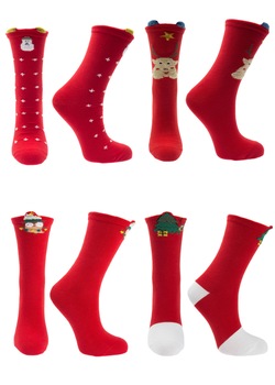 Set unisex, 4 sosete fara cusatura, 95%bumbac 5% elastan, marime 36-41, motive de Craciun - SCR328 Set unisex, 4 sosete fara cusatura, 95%bumbac 5% elastan, marime 36-41, motive de Craciun - SCR328