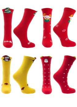 Set unisex, 4 sosete fara cusatura, 95%bumbac 5% elastan, marime 36-41, motive de Craciun - SCR335 Set unisex, 4 sosete fara cusatura, 95%bumbac 5% elastan, marime 36-41, motive de Craciun - SCR335