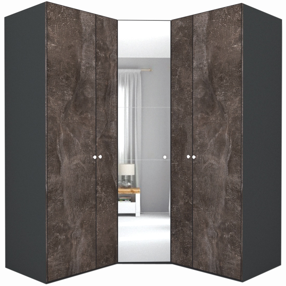 Dulap de Colt Genarom LEX Model A, Decor 4299 / Oglinda, 178-178 x 218 x 66 cm