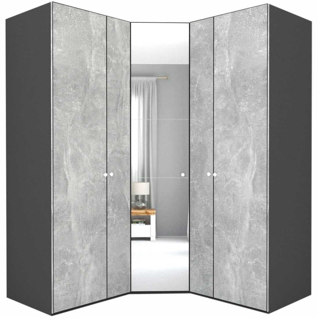 Dulap de Colt Genarom LEX Model A, Decor 4298 / Oglinda, 178-178 x 218 x 66 cm