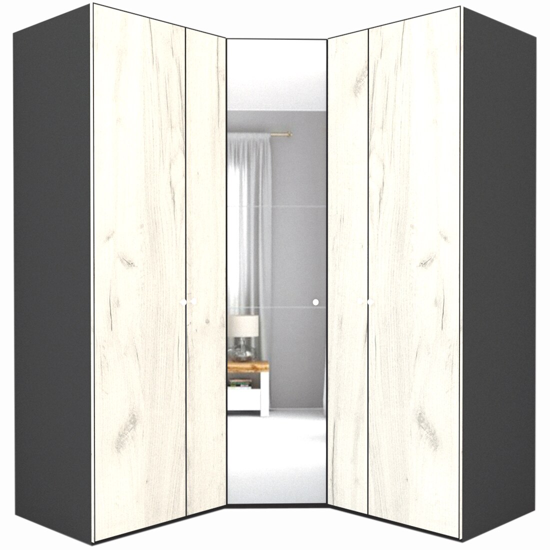 Dulap de Colt Genarom LEX Model A, Decor K001 / Oglinda, 178-178 x 240 x 66 cm