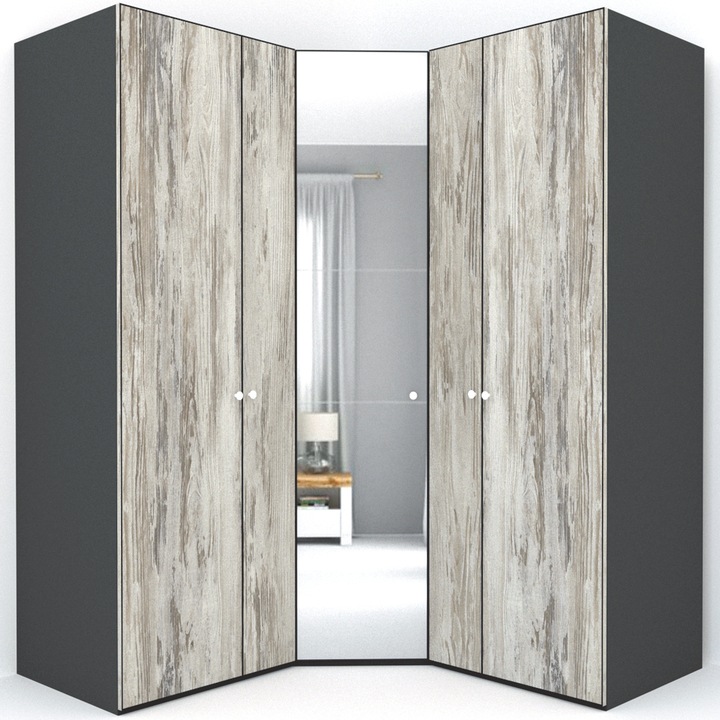Dulap de Colt Genarom LEX Model A, Decor K084 / Oglinda, 178-178 x 240 x 66 cm
