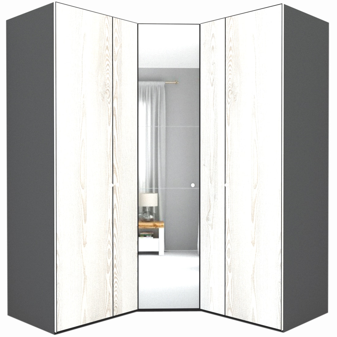 Dulap de Colt Genarom LEX Model A, Decor K010 / Oglinda, 178-178 x 240 x 66 cm