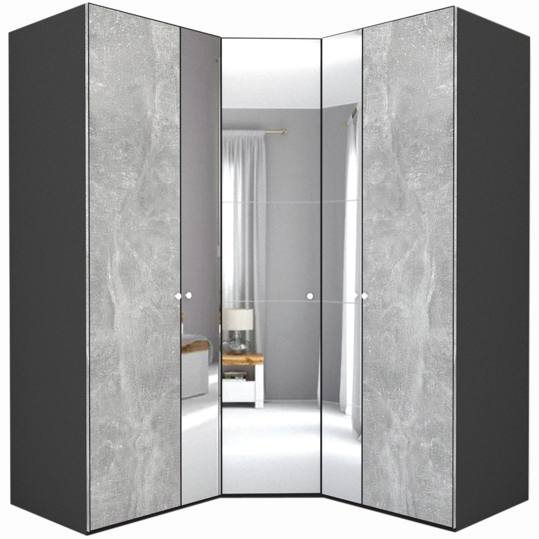 Dulap de Colt Genarom LEX Model A, Decor 4298 O / Oglinda, 178-178 x 240 x 66 cm