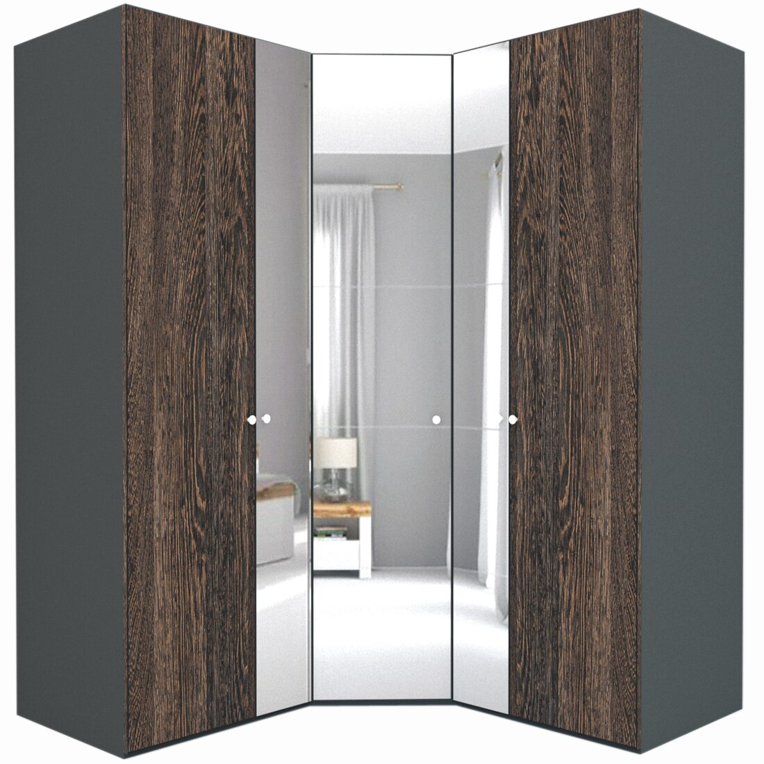 Dulap de Colt Genarom LEX Model A, Decor 7648 O / Oglinda, 178-178 x 240 x 66 cm