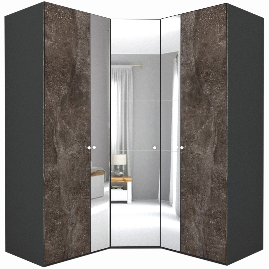 Dulap de Colt Genarom LEX Model A, Decor 4299 O / Oglinda, 178-178 x 240 x 66 cm