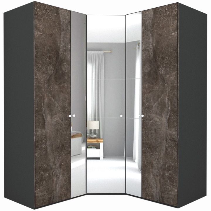 Dulap de Colt Genarom LEX Model A, Decor 4299 O / Oglinda, 178-178 x 240 x 66 cm