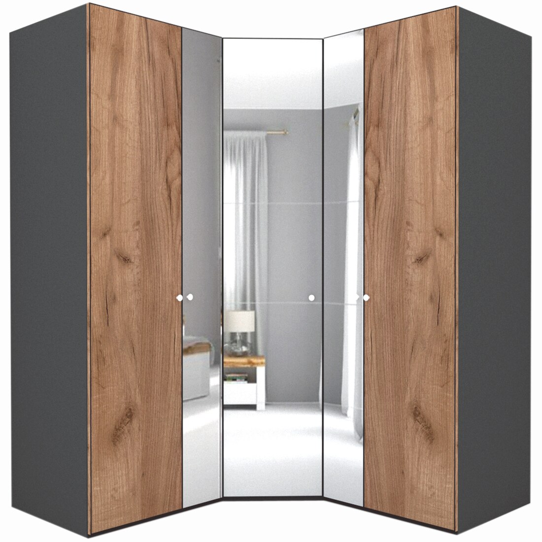 Dulap de Colt Genarom LEX Model A, Decor K004 O / Oglinda, 178-178 x 240 x 66 cm