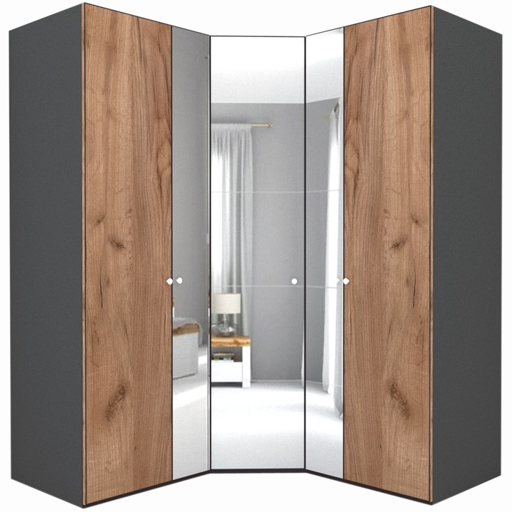 Dulap de Colt Genarom LEX Model A, Decor K004 O / Oglinda, 178-178 x 218 x 66 cm