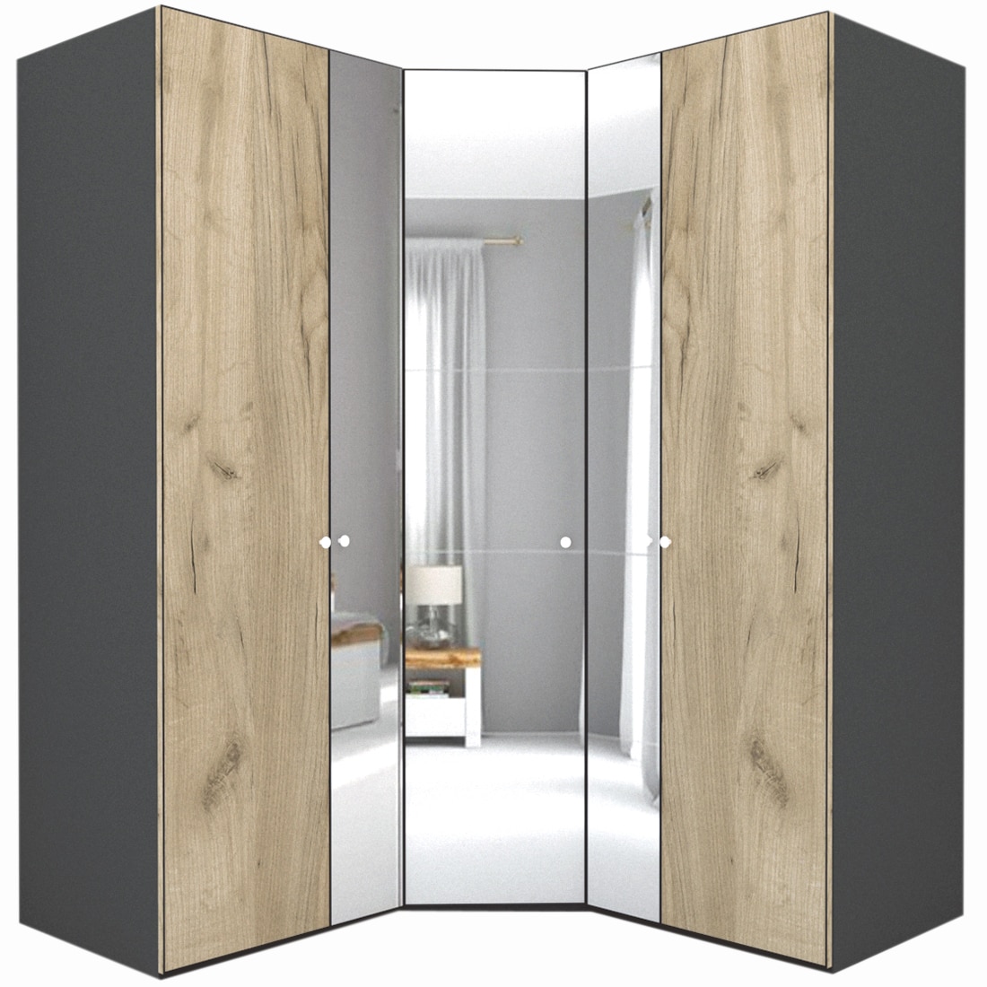 Dulap de Colt Genarom LEX Model A, Decor K002 O / Oglinda, 178-178 x 240 x 66 cm