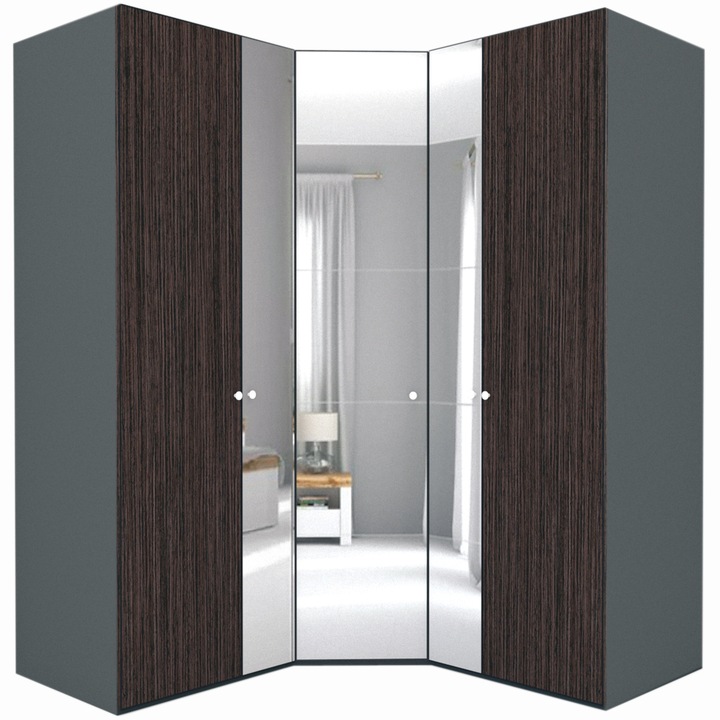 Dulap de Colt Genarom LEX Model A, Decor 8548 O / Oglinda, 178-178 x 218 x 66 cm