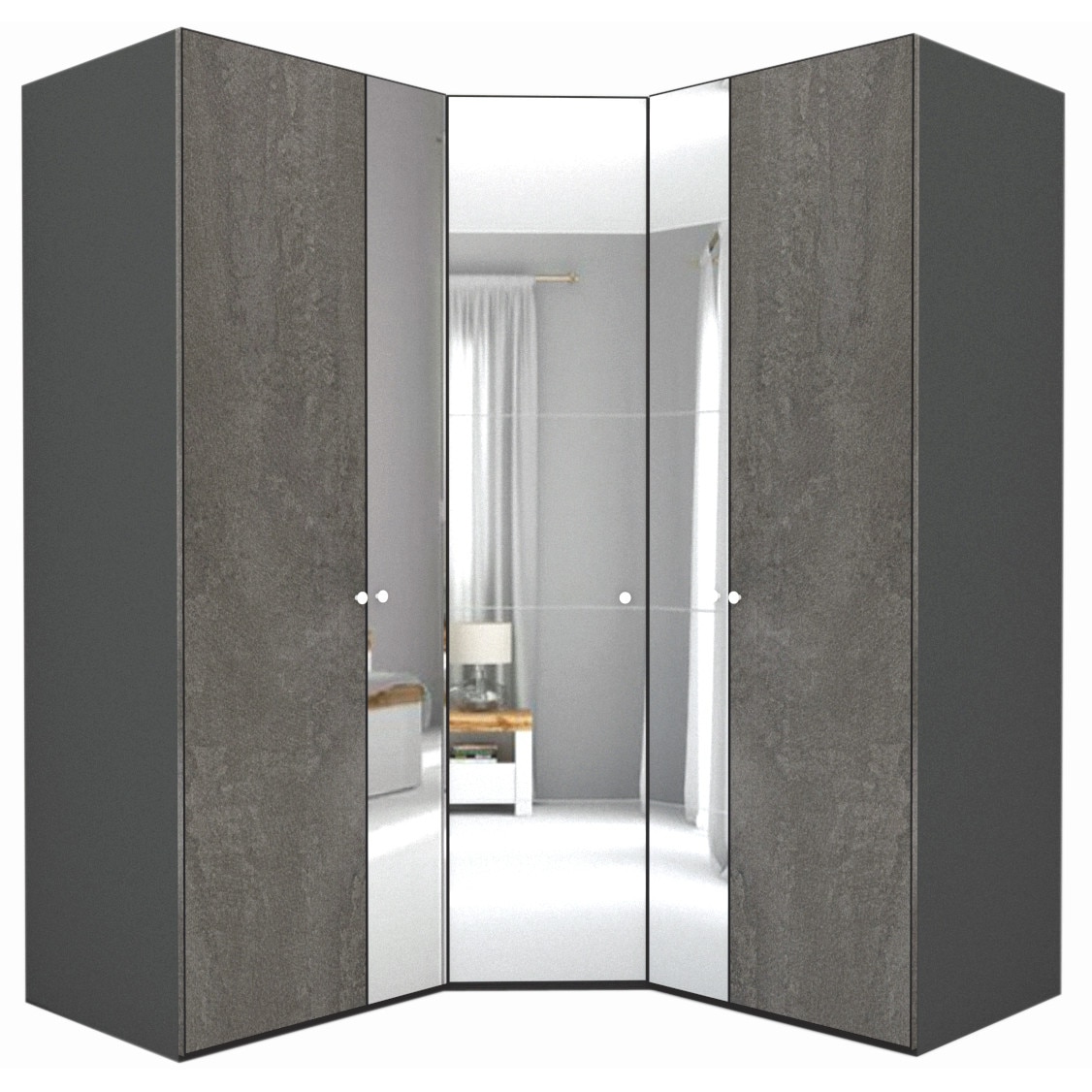 Dulap de Colt Genarom LEX Model A, Decor K352 O / Oglinda, 178-178 x 218 x 66 cm