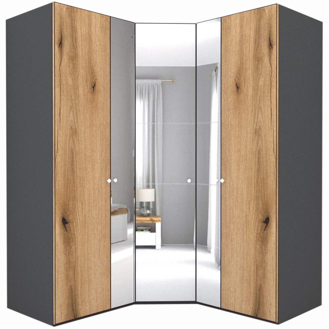 Dulap de Colt Genarom LEX Model A, Decor K365 O / Oglinda, 178-178 x 240 x 66 cm