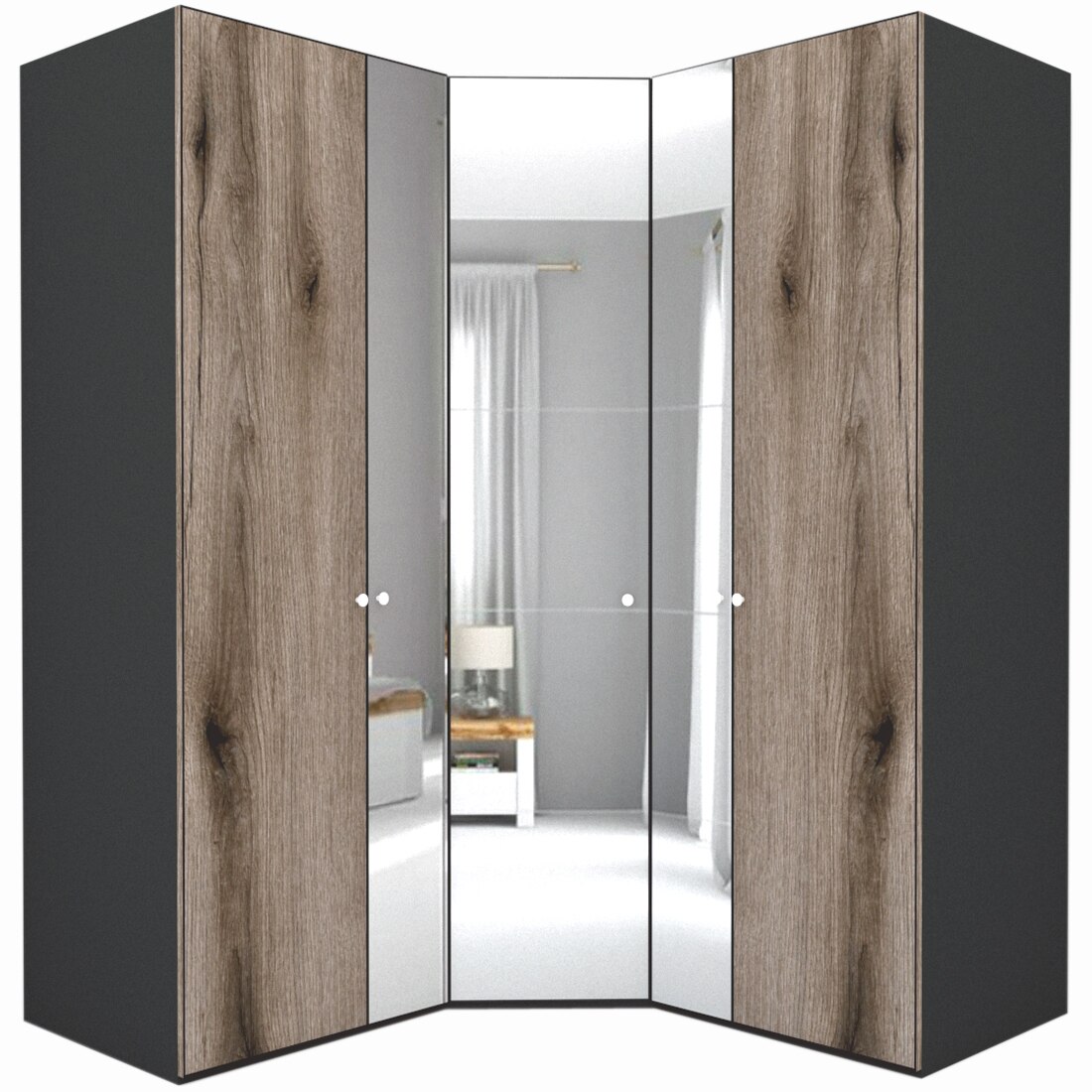 Dulap de Colt Genarom LEX Model A, Decor K366 O / Oglinda, 178-178 x 240 x 66 cm