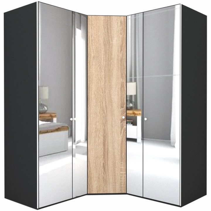 Dulap de Colt Genarom LEX Model A, Oglinda / Decor 3025, 178-178 x 240 x 66 cm