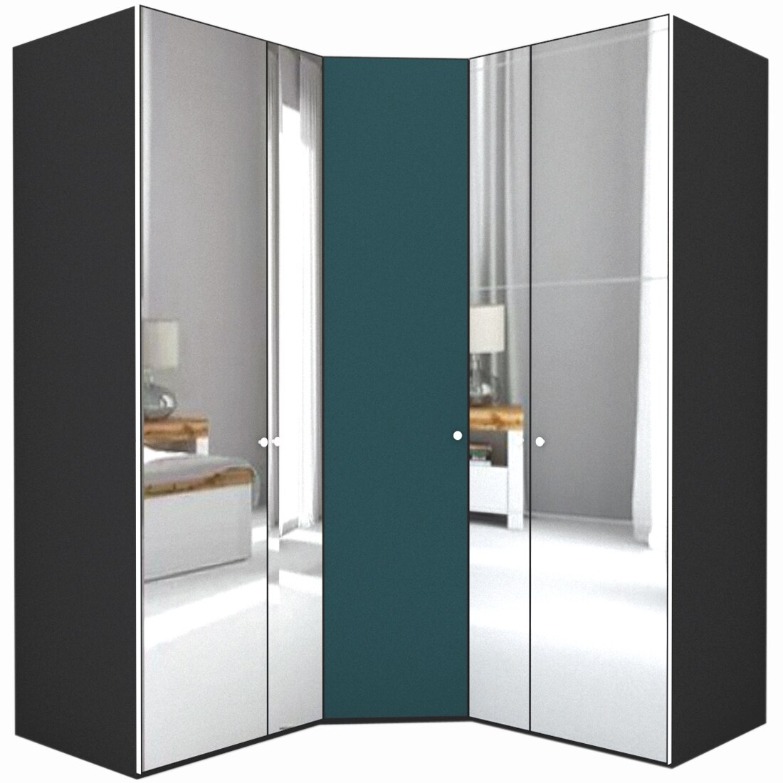 Dulap de Colt Genarom LEX Model A, Oglinda / Decor 0244, 178-178 x 240 x 66 cm