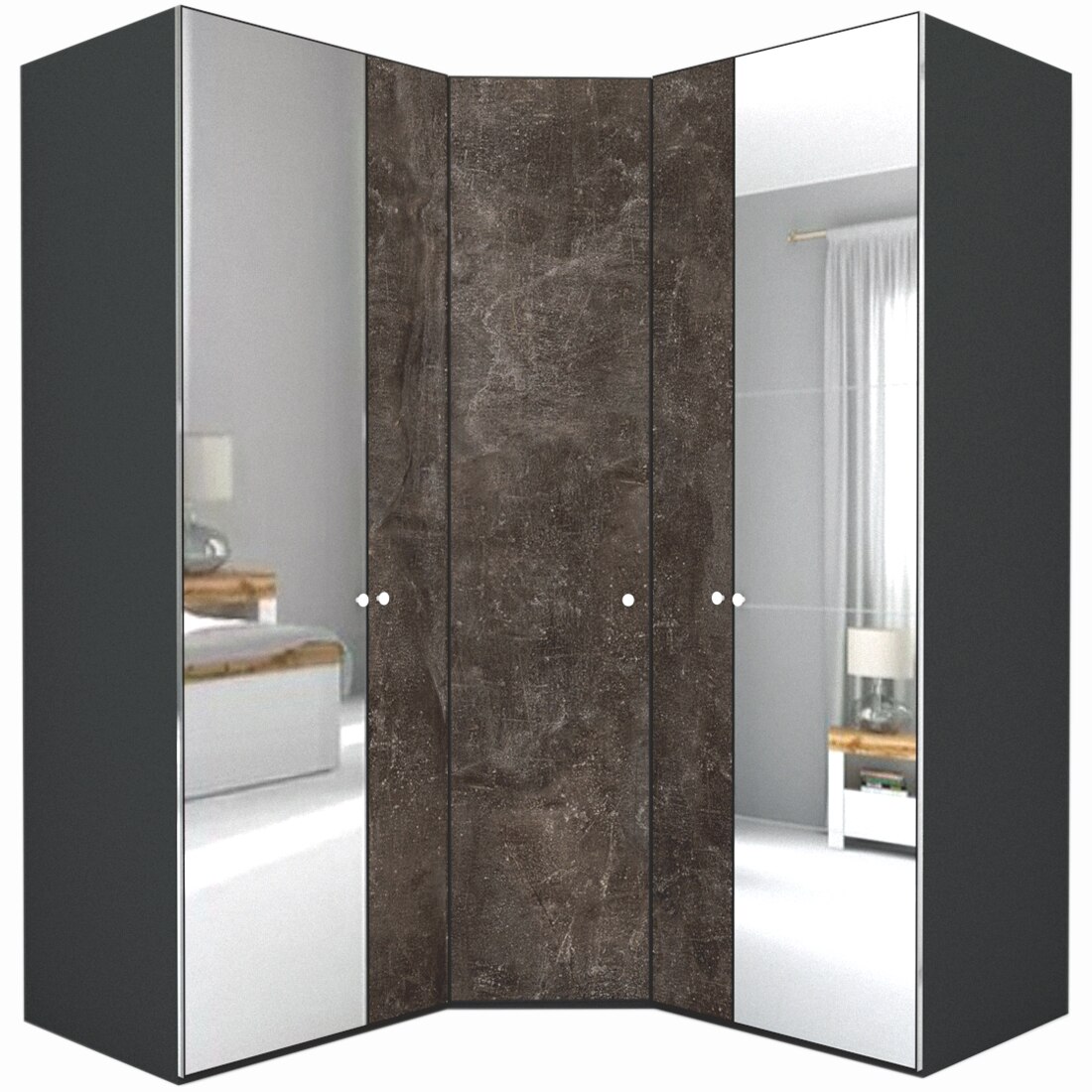Dulap de Colt Genarom LEX Model A, Oglinda / Decor 4299, 178-178 x 240 x 66 cm