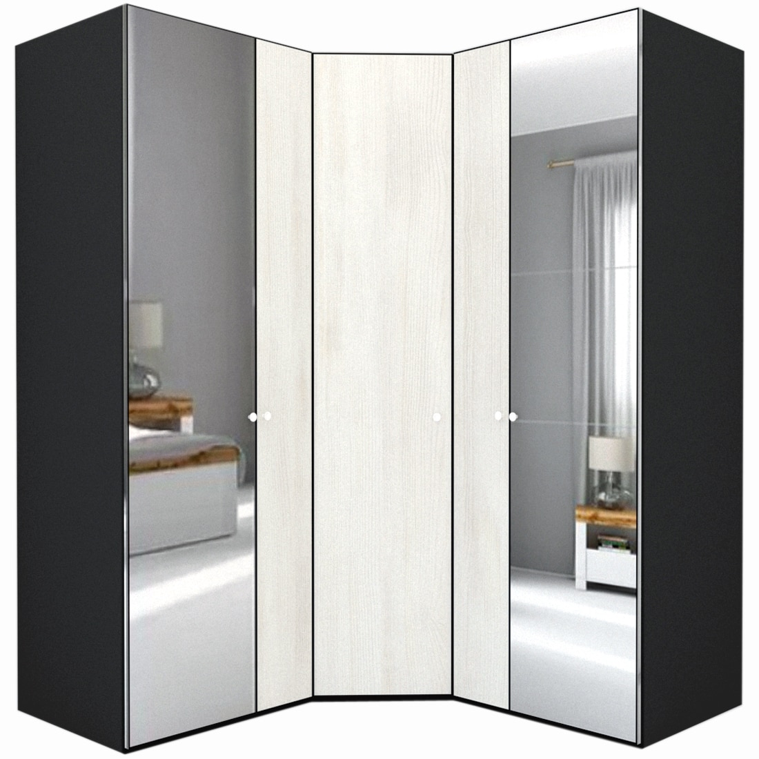 Dulap de Colt Genarom LEX Model A, Oglinda / Decor 8508, 178-178 x 218 x 66 cm