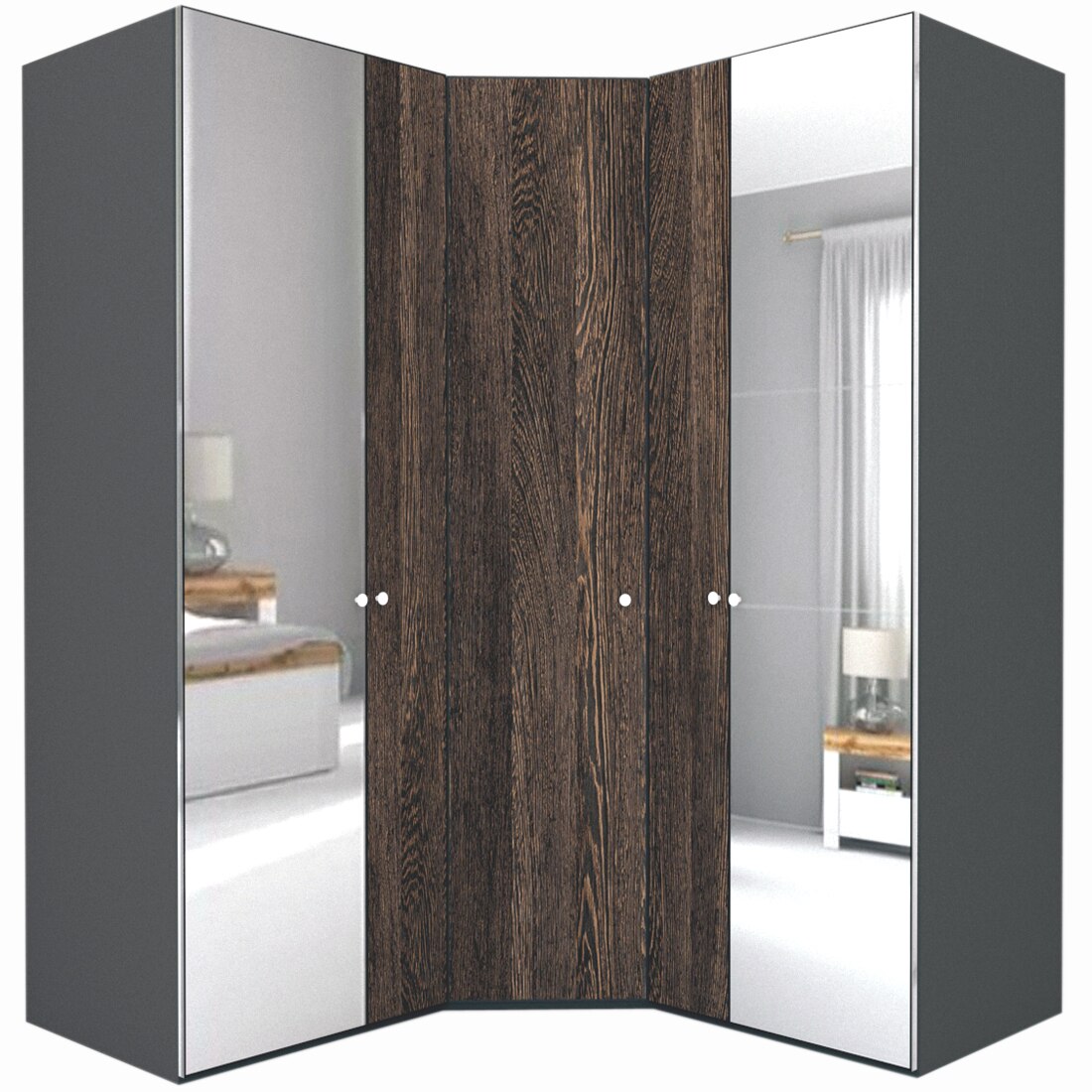 Dulap de Colt Genarom LEX Model A, Oglinda / Decor 7648, 178-178 x 218 x 66 cm