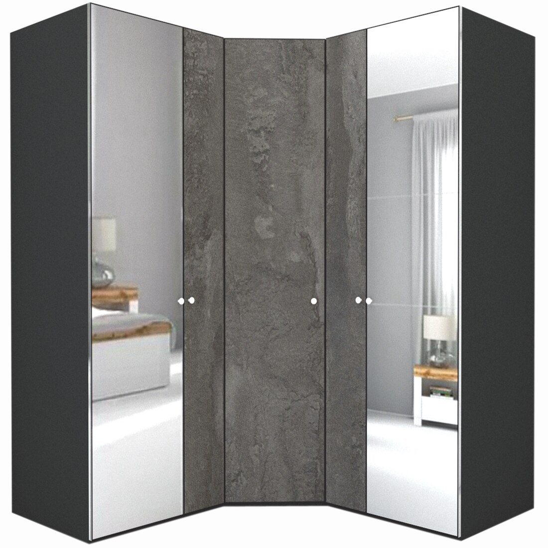 Dulap de Colt Genarom LEX Model A, Oglinda / Decor K352, 178-178 x 218 x 66 cm