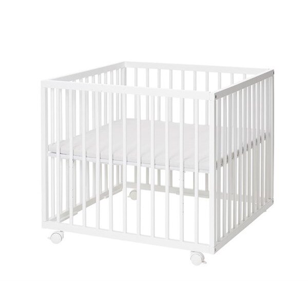 Patut bebe cu roti PlayPen, BabyDan Alb MDF 79*79*73cm