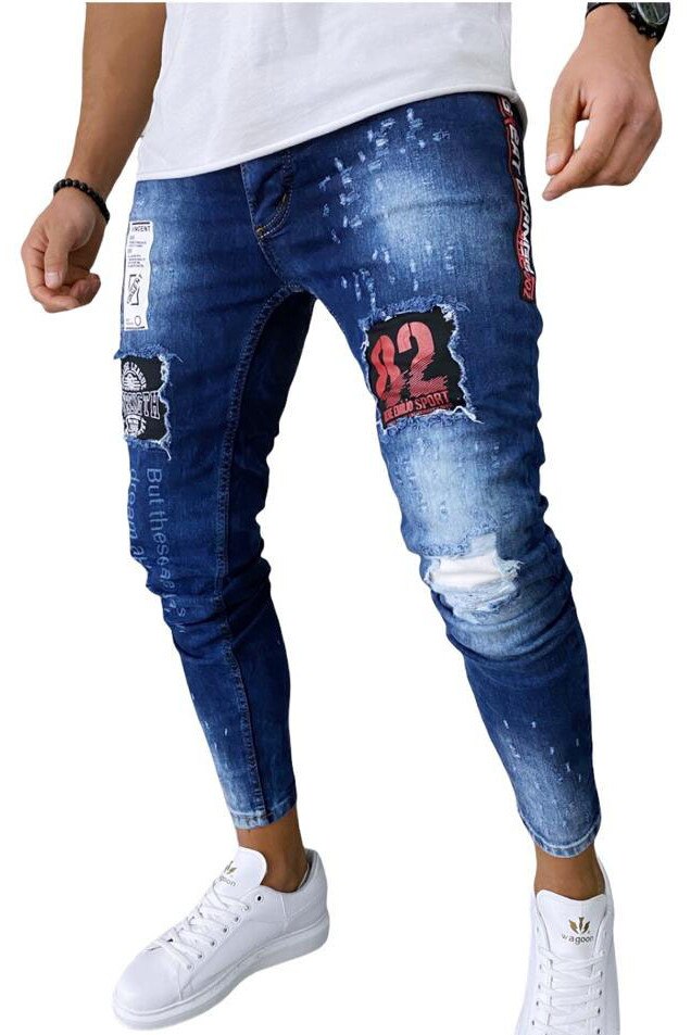 Blugi pentru barbati, dehaine, slim fit, bleumarin, casual, Albastru