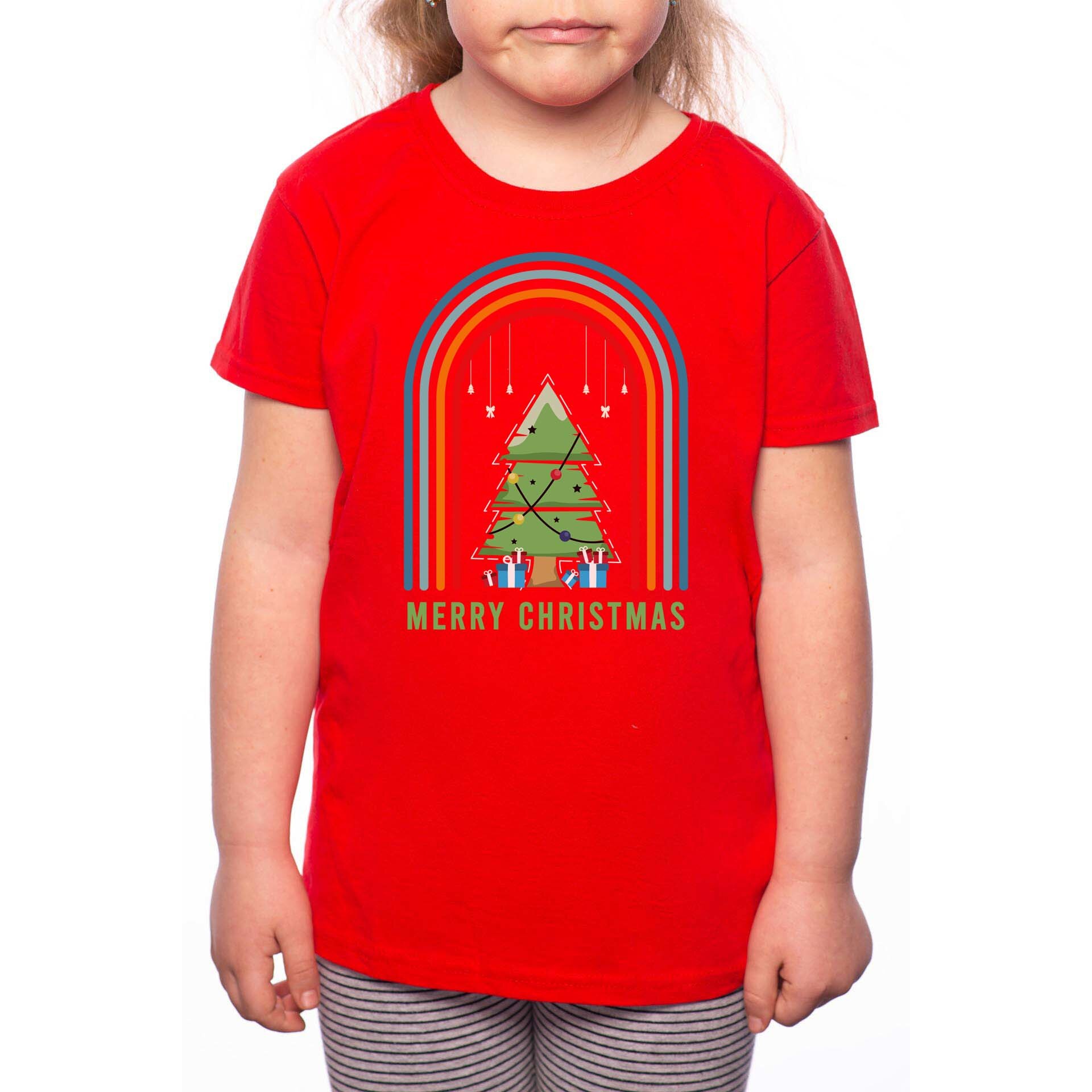Tricou Fetita, Merry Christmas, 100% Bumbac, W171, Rosu