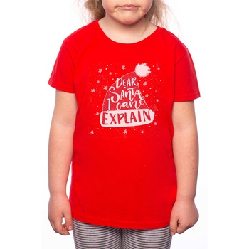 Tricou Fetita, Dear Santa, 100% Bumbac, R168, Rosu Tricou Fetita, Dear Santa, 100% Bumbac, R168, Rosu