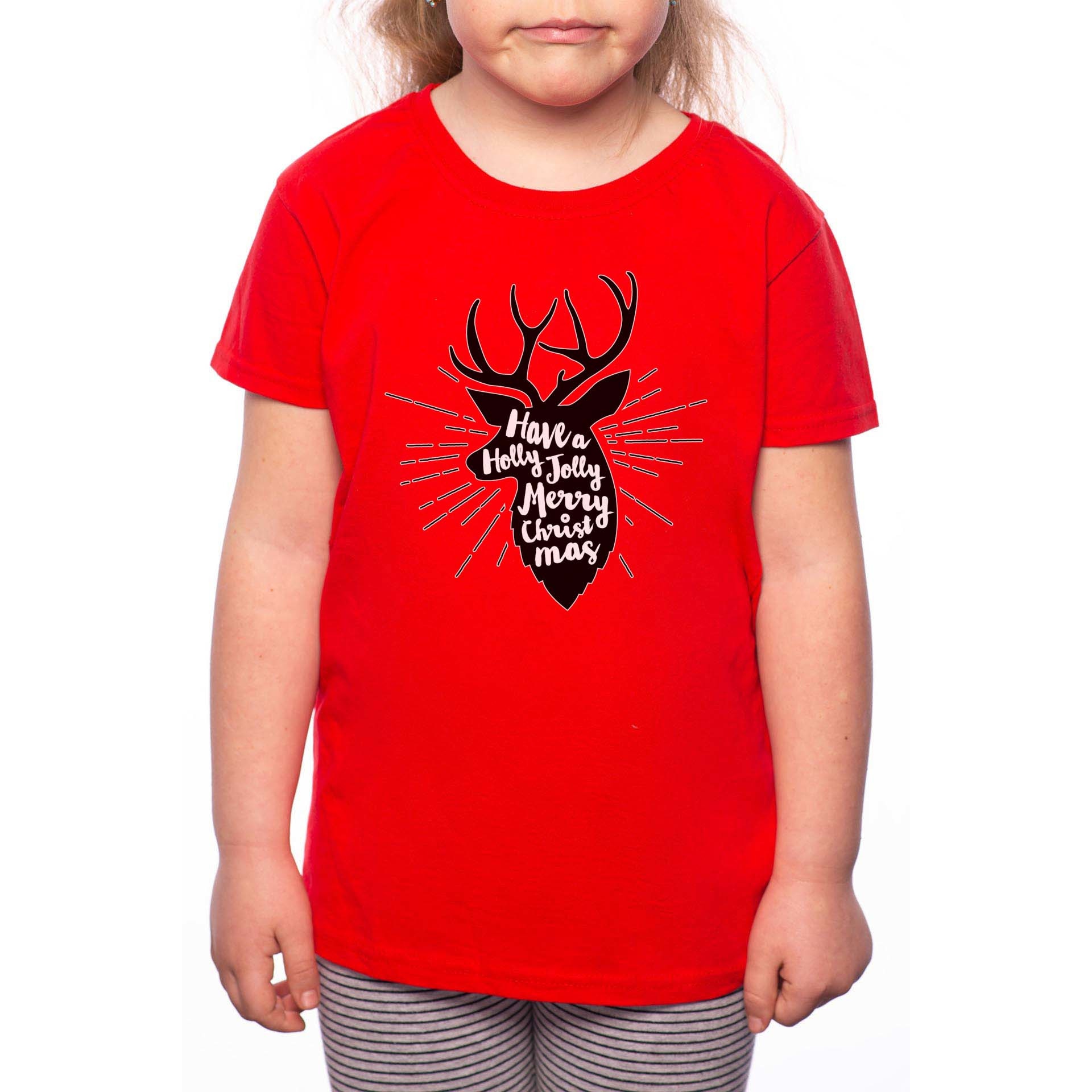Tricou Fetita, Holly Jolly Christmas, 100% Bumbac, P185, Rosu